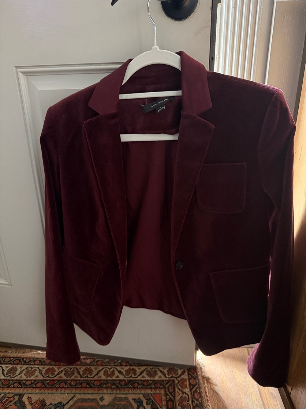 Ann Taylor Velvet Blazer Jacket - Burgundy